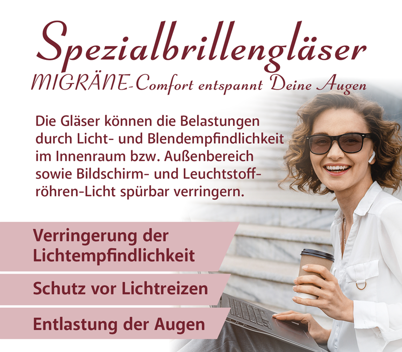 Spezialbrillengläser Migräne entspannt die Augen Spezialbrillengläser Migräne